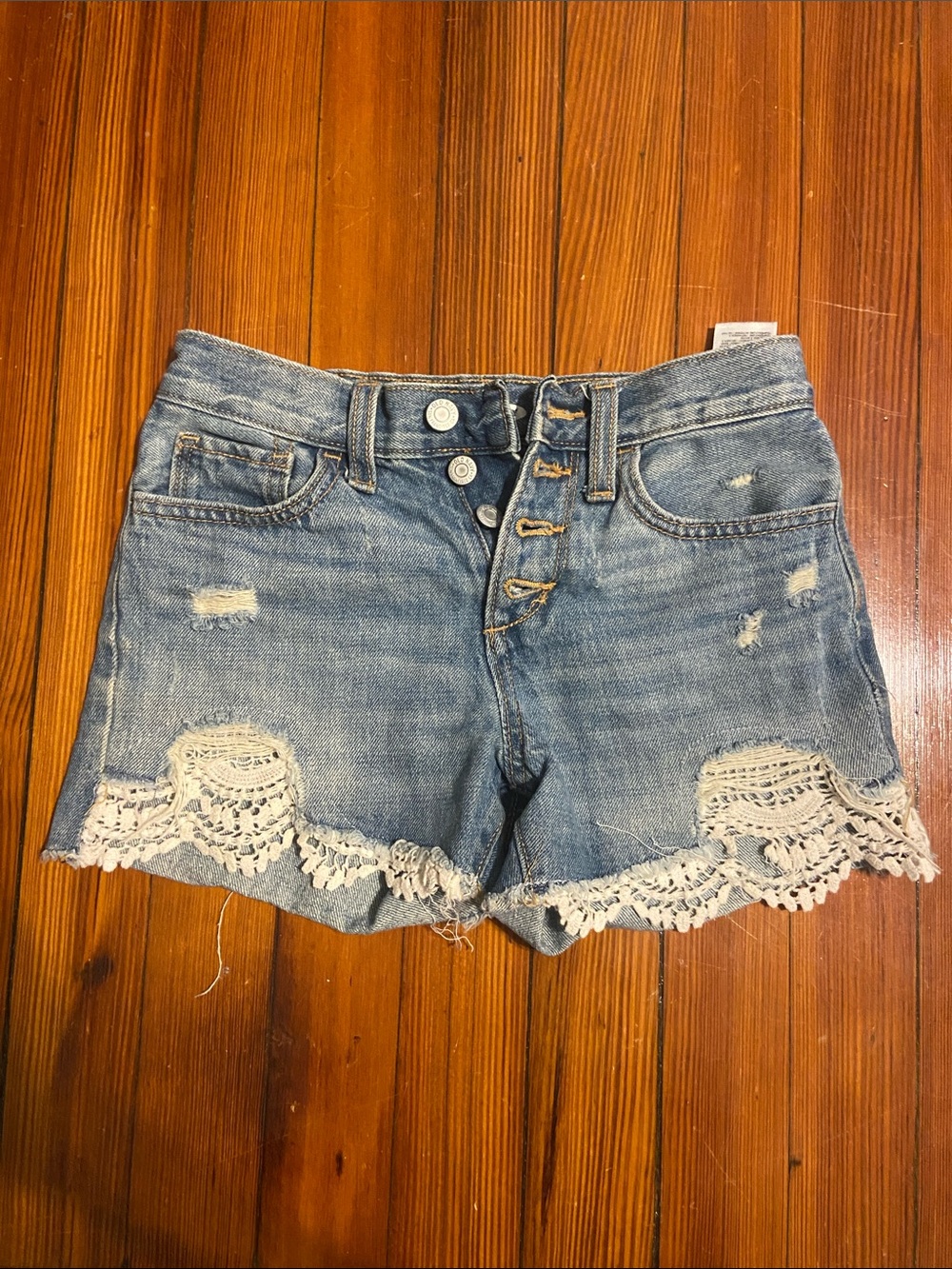 Old Navy Light Blue Denim Shorts with Crochet Hem